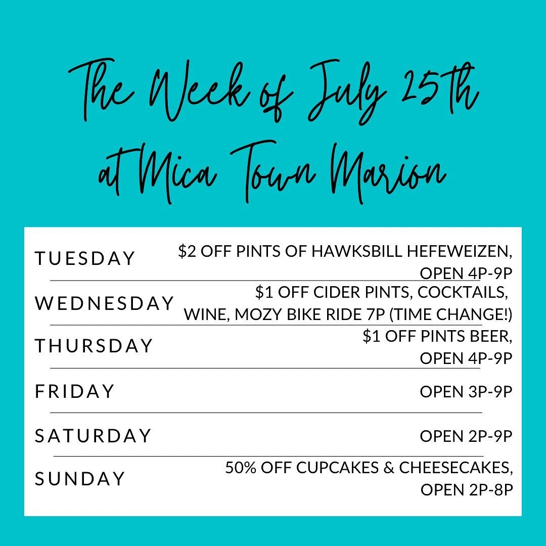 This week at Mica Town Marion and Mica Town Nebo!
🎉
We&rsquo;re celebrating Nebo&rsquo;s second birthday with three days of live music, five food trucks, music trivia, and more!