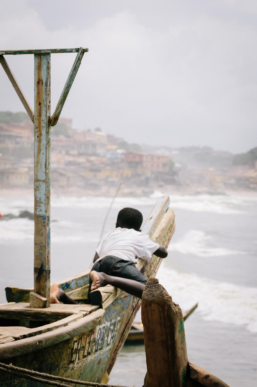 Docked Boat Off Elmina Slave Castle