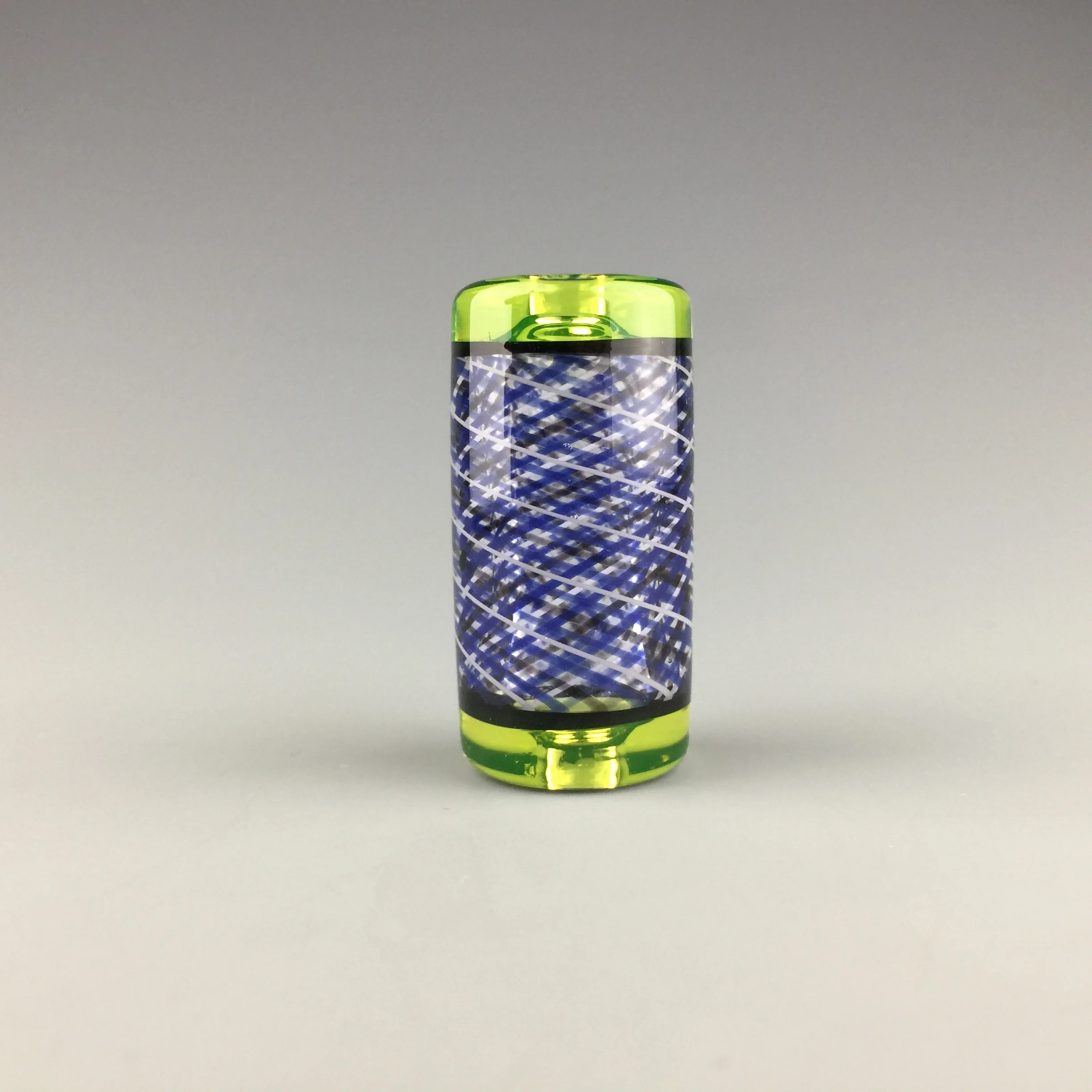 Blue-Green Reticello Cylinder Bead
