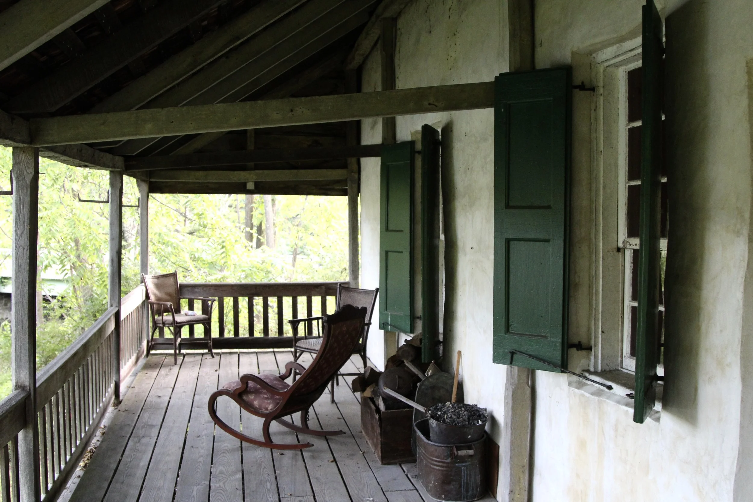 The backwoods deck at the Terwilliger House