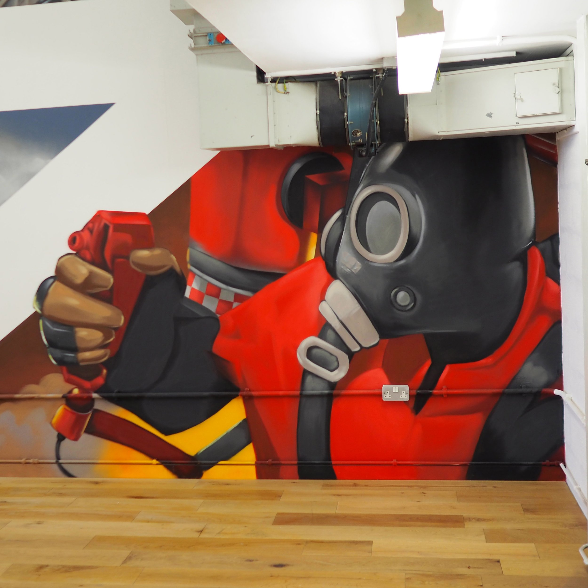 hand painted mural borderlands graffiti pyro