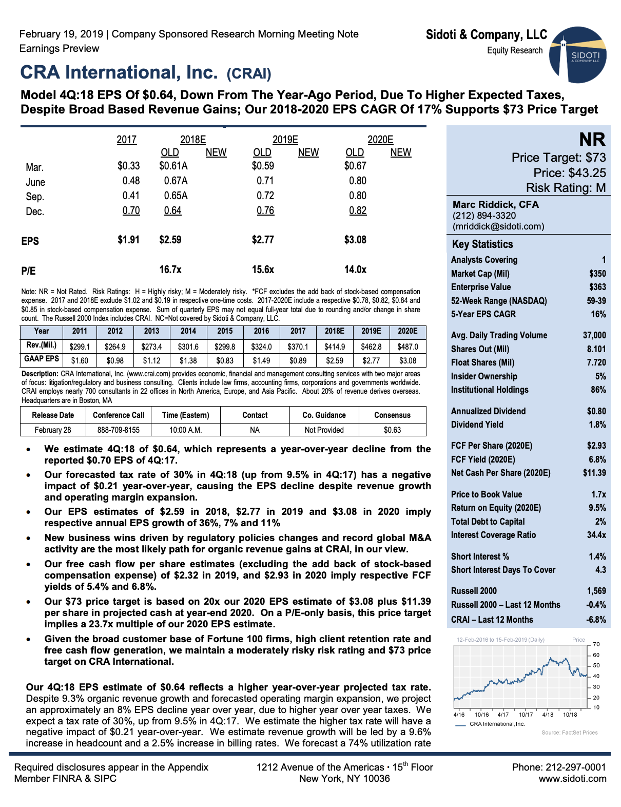 Earnings Preview: February 19, 2019
