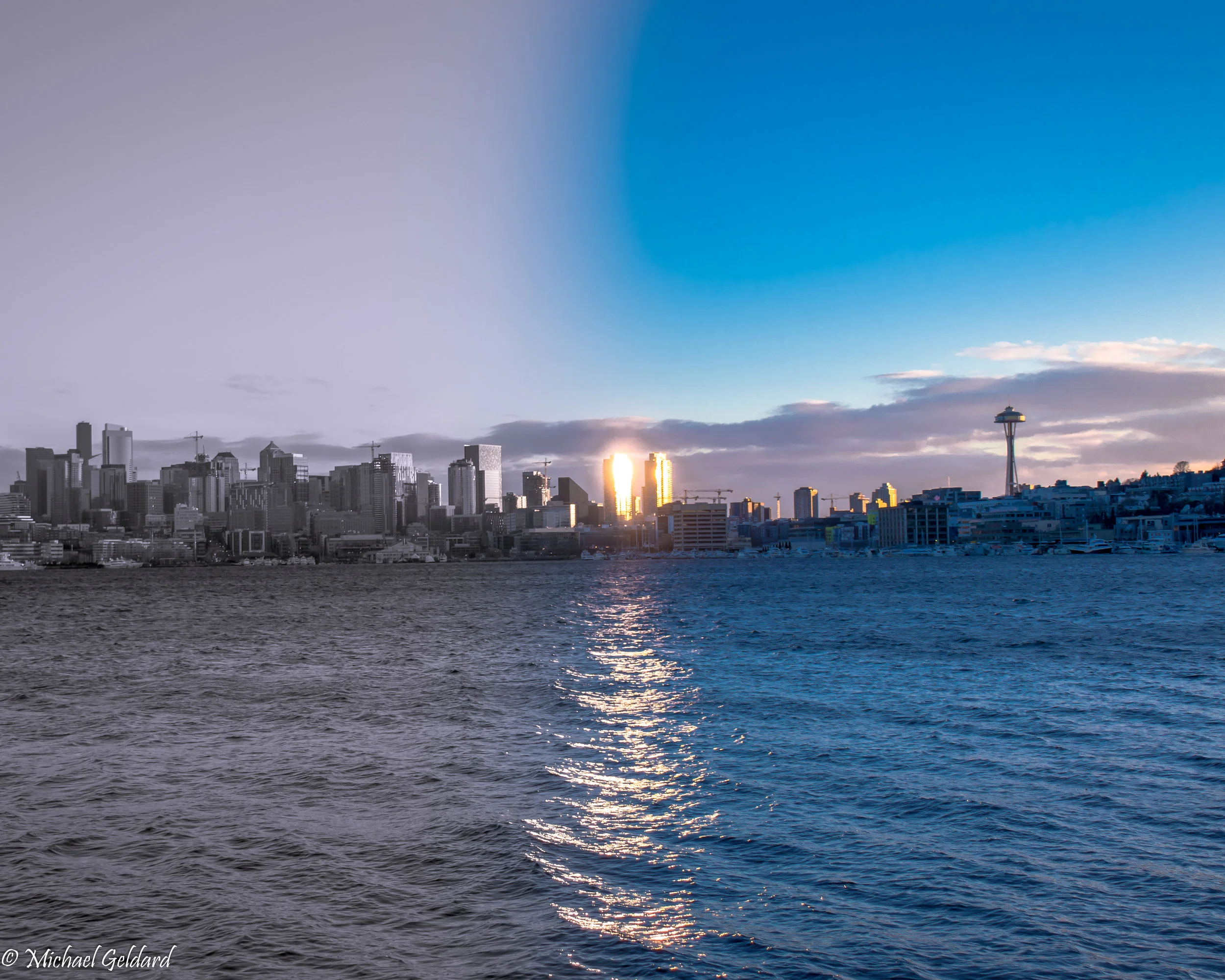 Seattle sunset glow from Gasworks Park