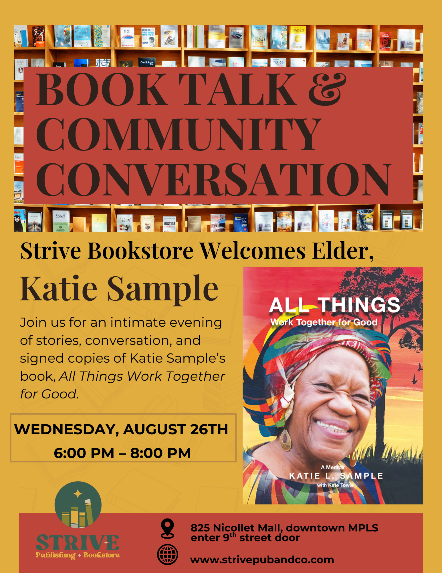 flyer: "Book Talk and Community Conversation; picture of Katie Sample's book cover