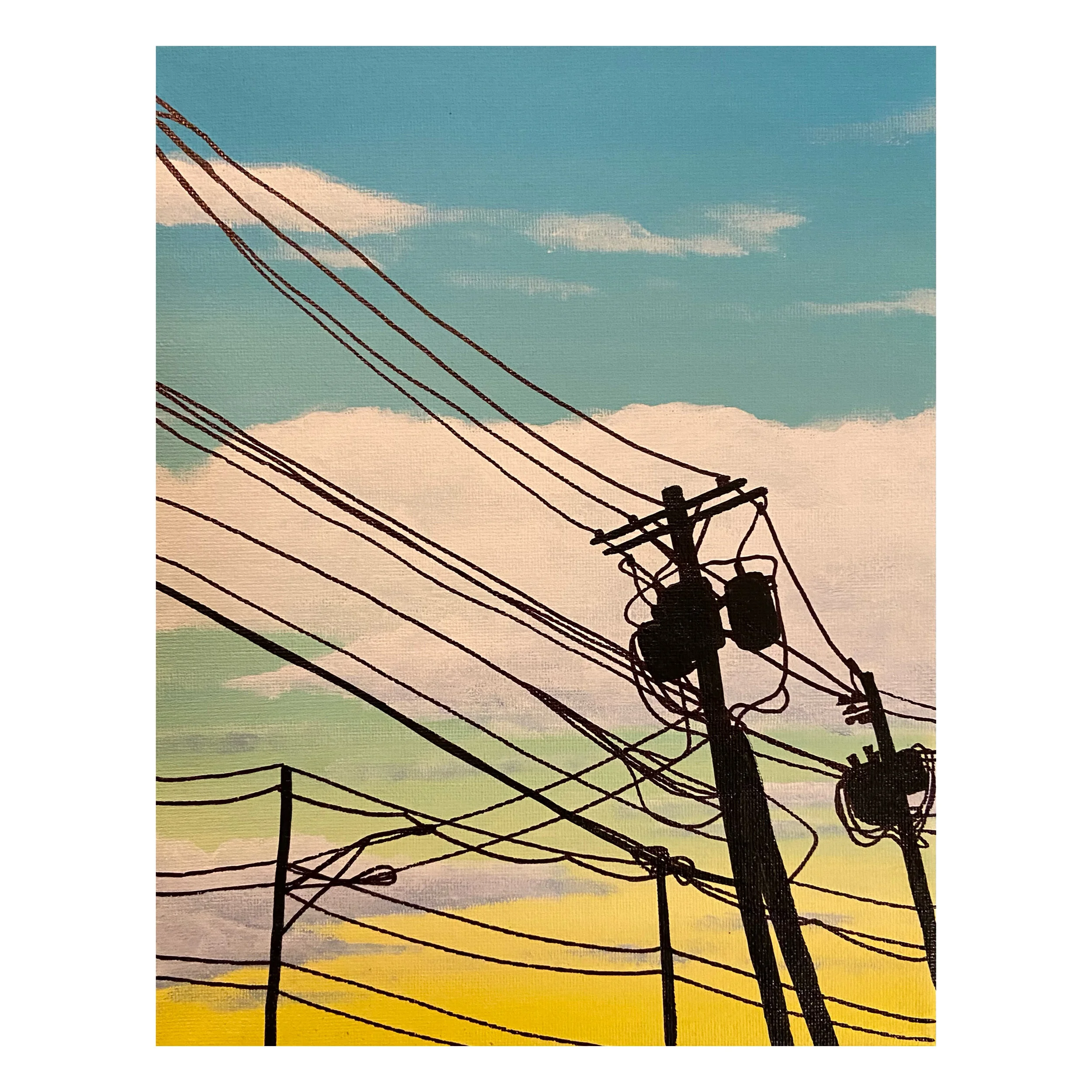🔴 Power Line Painting Study (Framed)