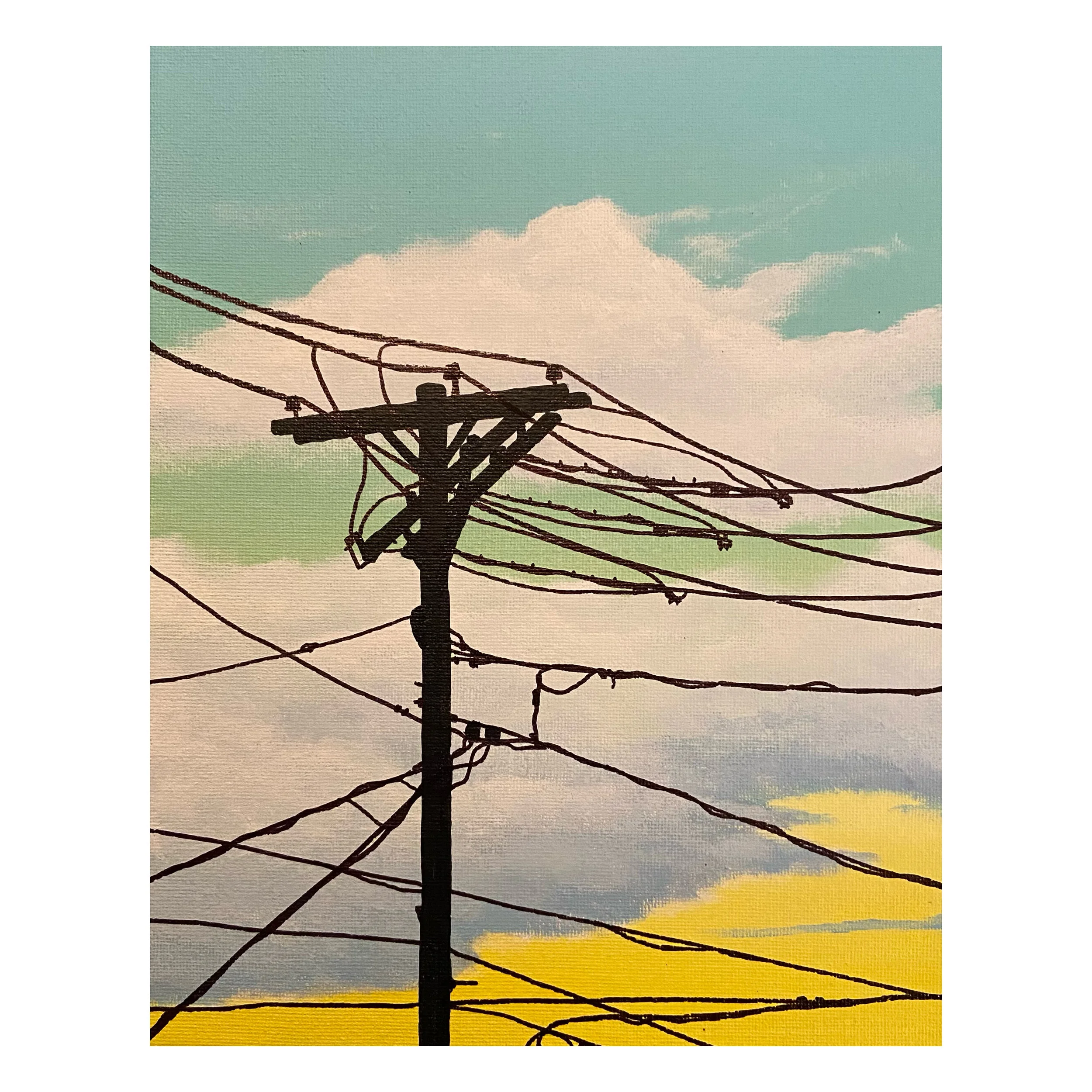 🔴 Power Line Painting Study (Framed)