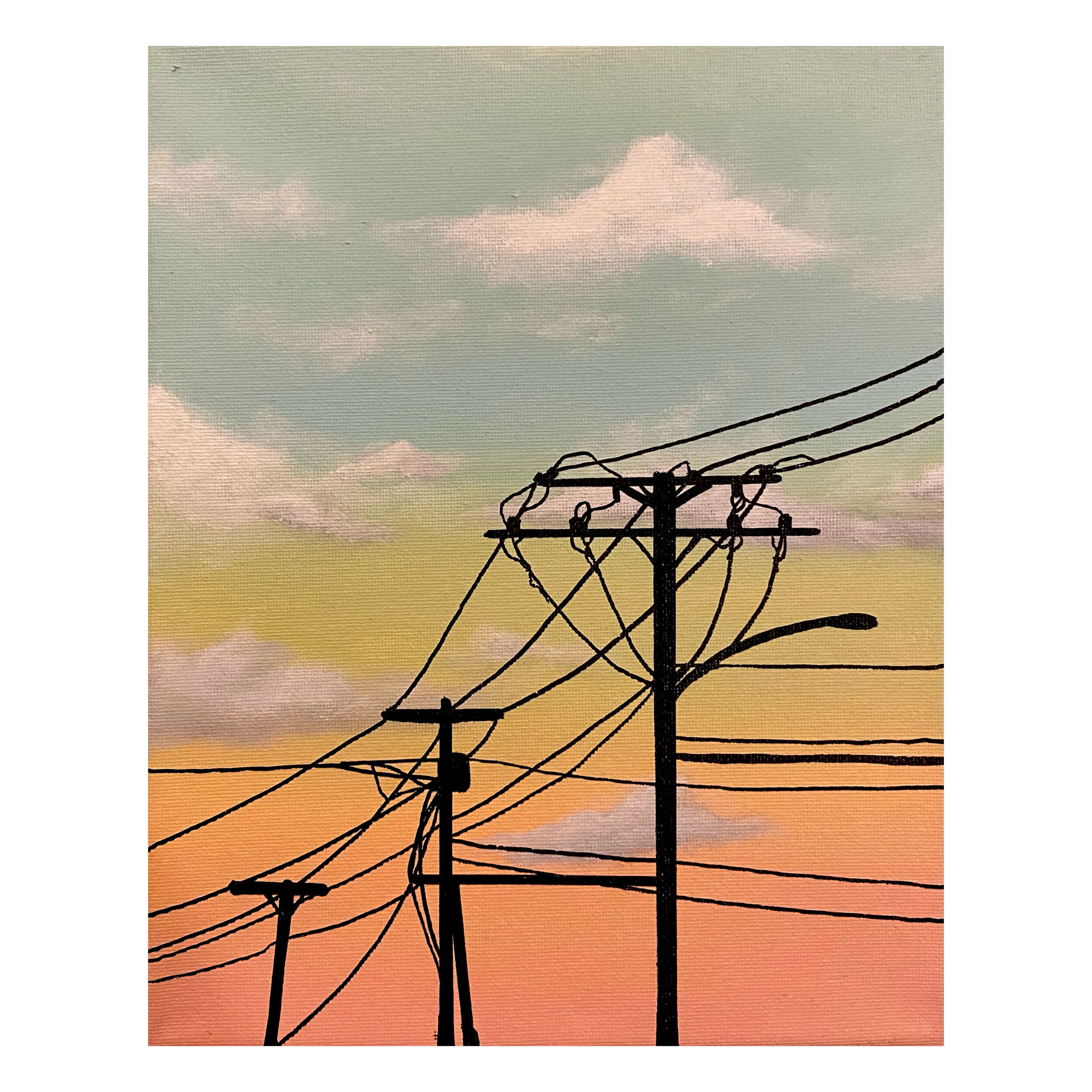🔴 Power Line Painting Study (Framed)