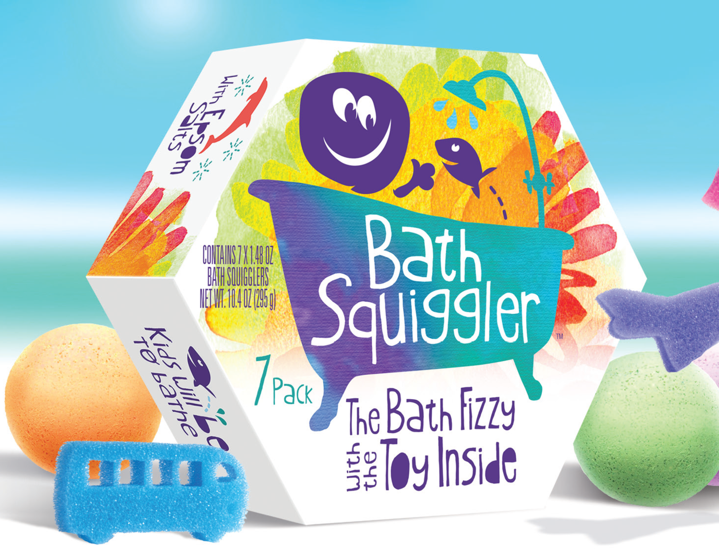 π Loot Toys Bath Squigglers These fun, lightly scented bath squigglers will fizzle away, leaving the bath a fun colour. Once fully dissolved, a sponge toy is revealed. Hand-made, safe, non-toxic and 99.5% natural, Squigglers are ASTM, CE, CPSIA and Health Canada approved for children over 3. Vegan, Gluten-free. Food and cosmetic grade, Your kids will beg to bathe!
