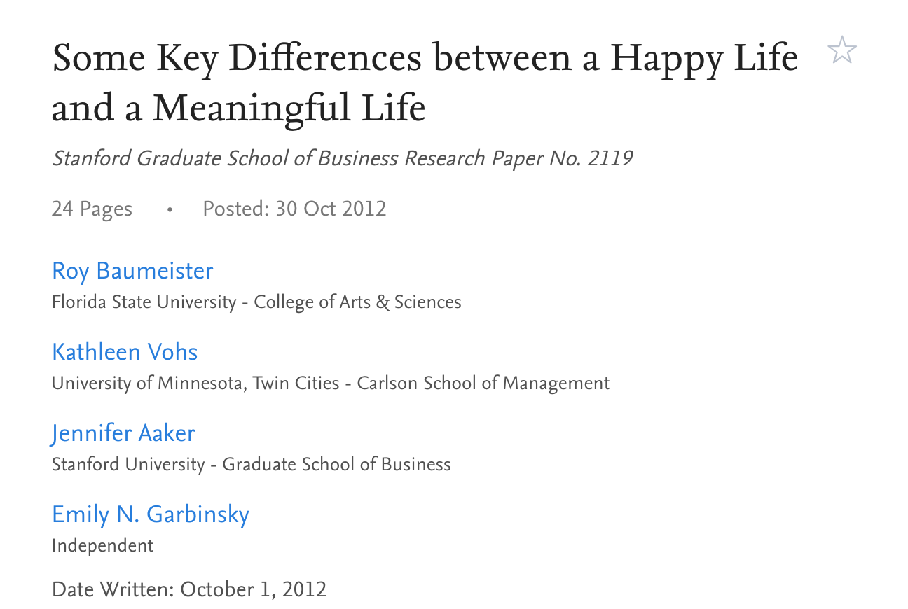 Some Key Differences Between A Happy Life And A Meaningful Life