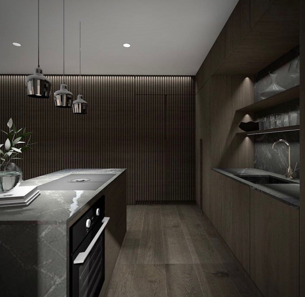 Emme olisi kovasti huolissamme, ett&auml; tilasta tulee liian tumma. 

T&auml;ss&auml; asiakkaalle suunnitellussa keitti&ouml;ss&auml; vaaleampi ratkaisu olisi j&auml;tt&auml;nyt tunnelman vajaaksi. Tummat pinnat antavat viimeistellyn ja ylellisenkin