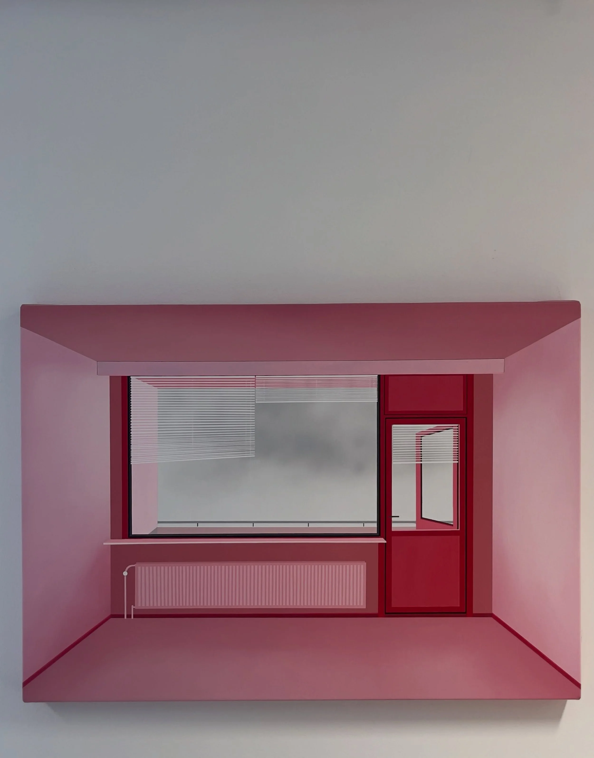 Sampo Apajalahti
Memory Room
2025

Acrylic and oil on canvas
50 &times; 70 cm

&euro;3,600
@makasiinicontemporary 

Why we curated this:
The artist has dressed a familiar piece of standard apartment architecture in shades of pink. In reality, this ar