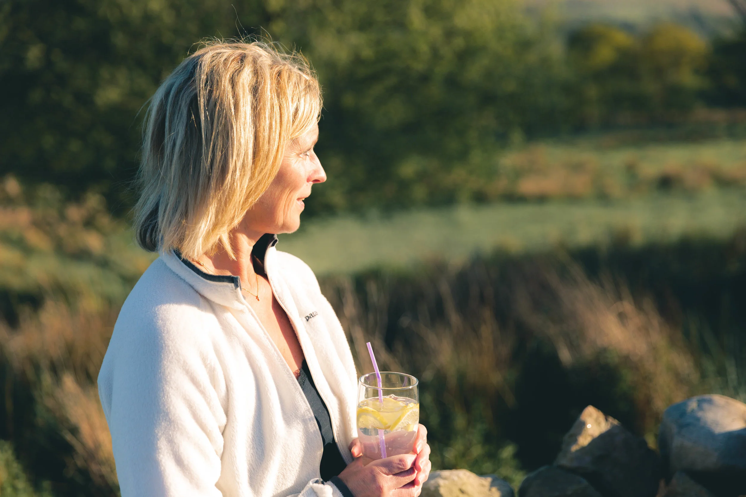 In May, I went with my family to stay in Goathland. This is my mum enjoying a well-earned G&T whilst she watches the sun go down.
