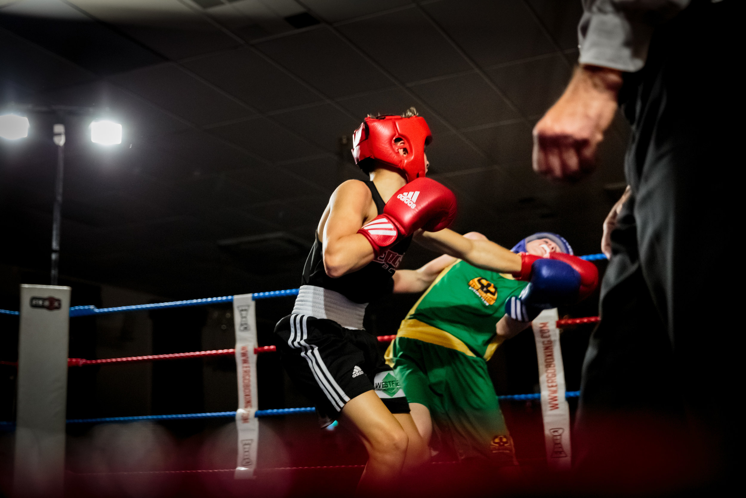 Young Boxer Connects a Head Shot