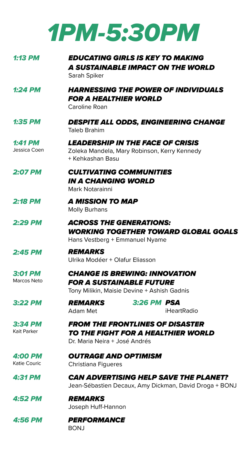 Speaker Schedule at Social Good Summit.