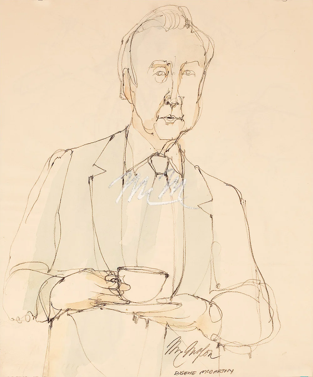Eugene McCarthy Having Coffee - 1992