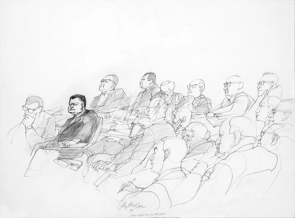 Jimmy Hoffa Trial - Jimmy Hoffa With Lawyers