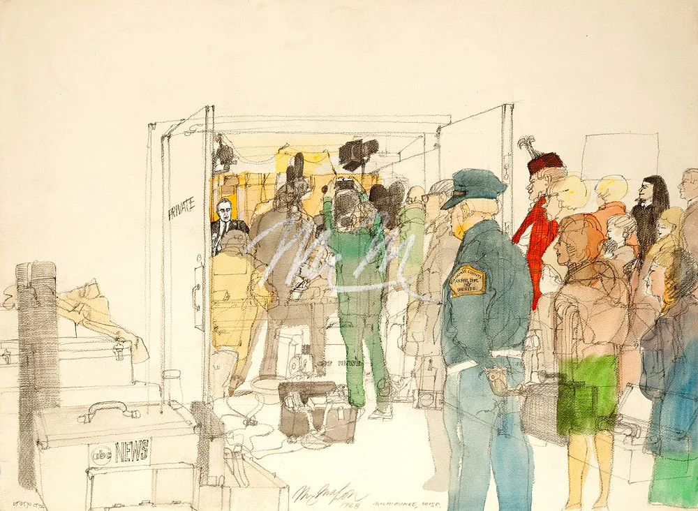 Eugene McCarthy at Milwaukee Airport  1968 