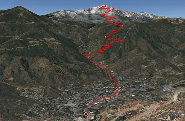 The Pikes Peak Ascent and Marathon course