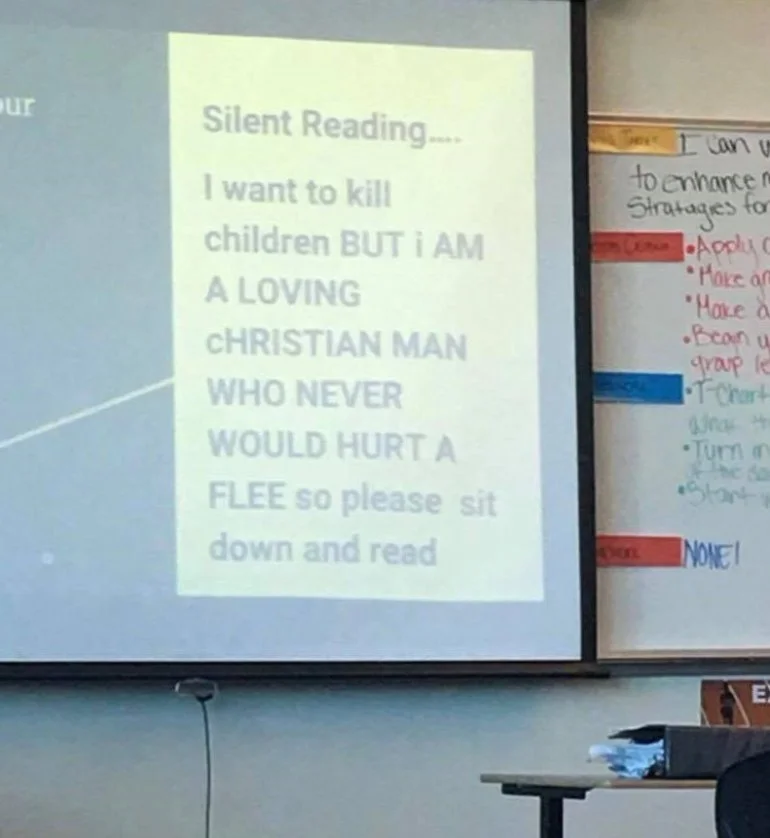 Safe To Say Nobody Has Ever Botched A Joke As Hard As This Teacher Who Wrote “I Want To Kill Children” On A Projector