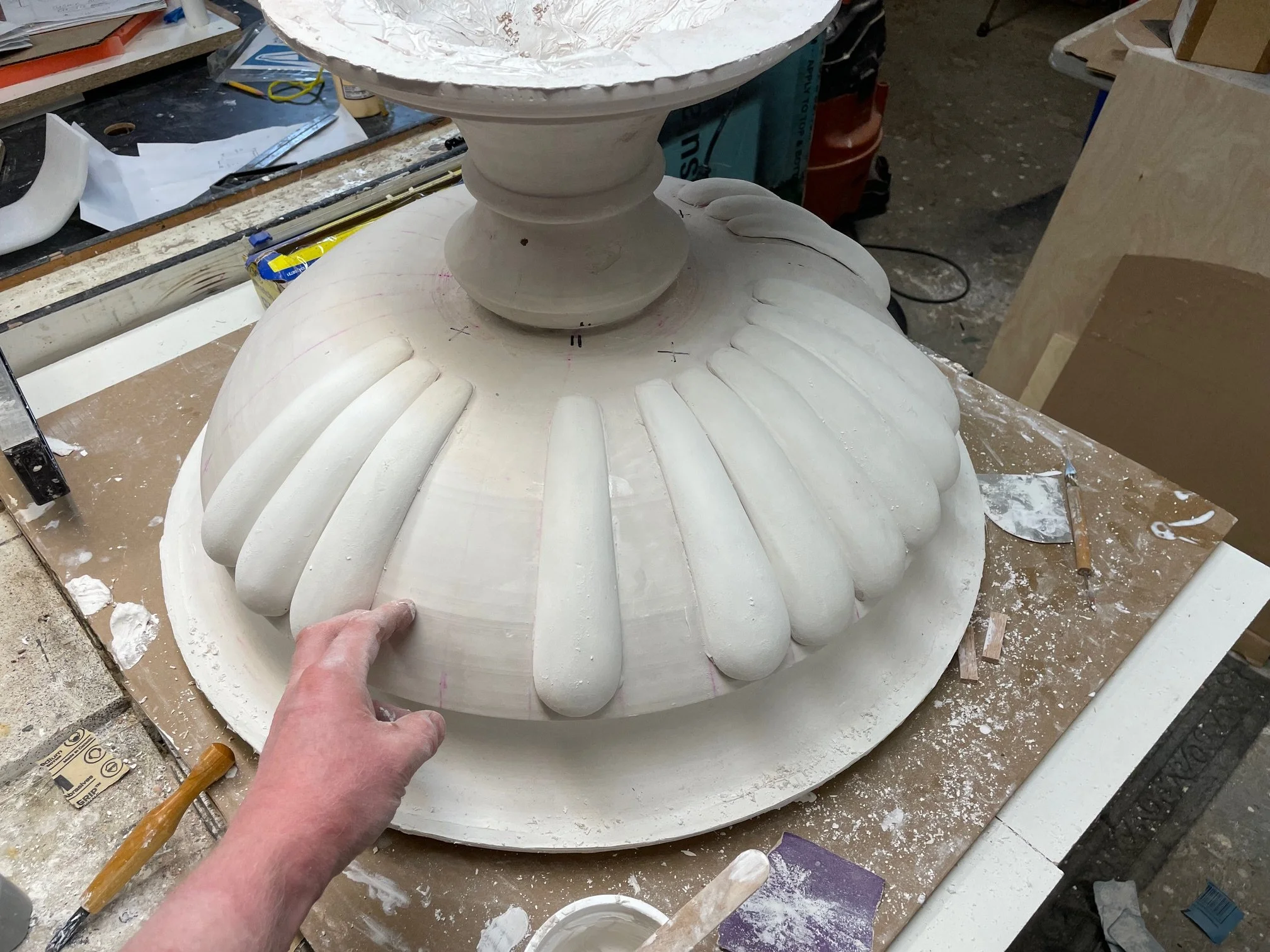 Plaster detail being applied