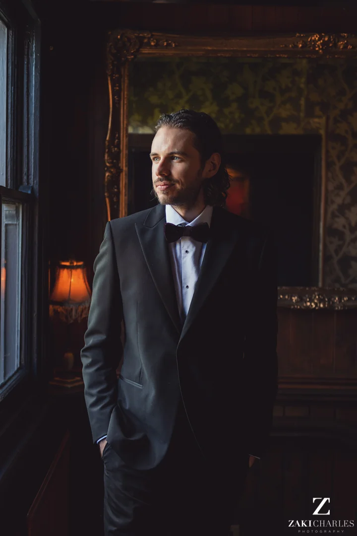 Natural light groom portrait