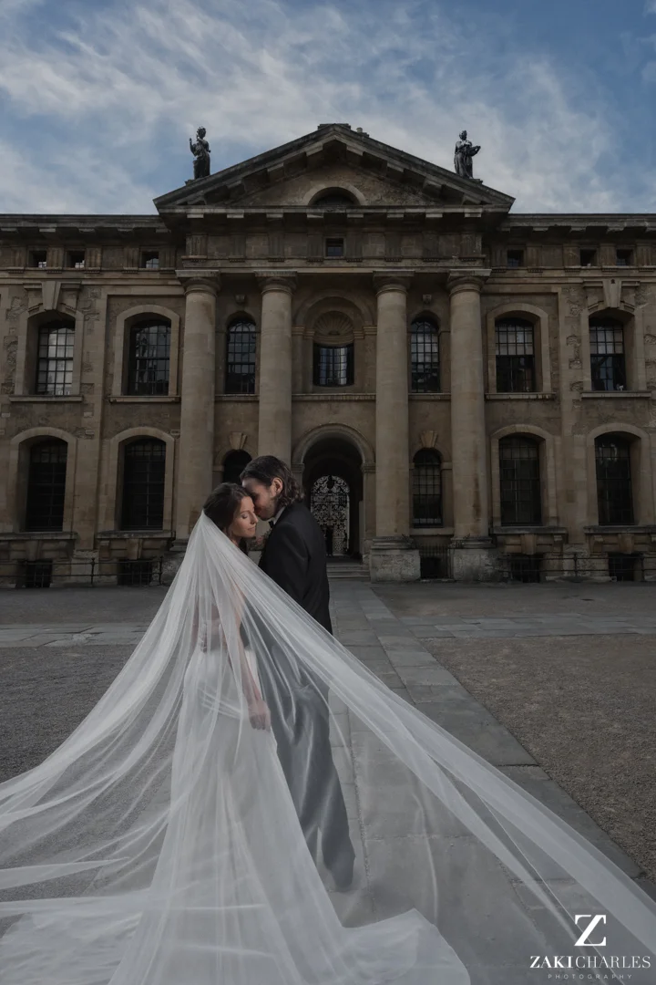 Bride and Groom portrait at The Bodleian Library