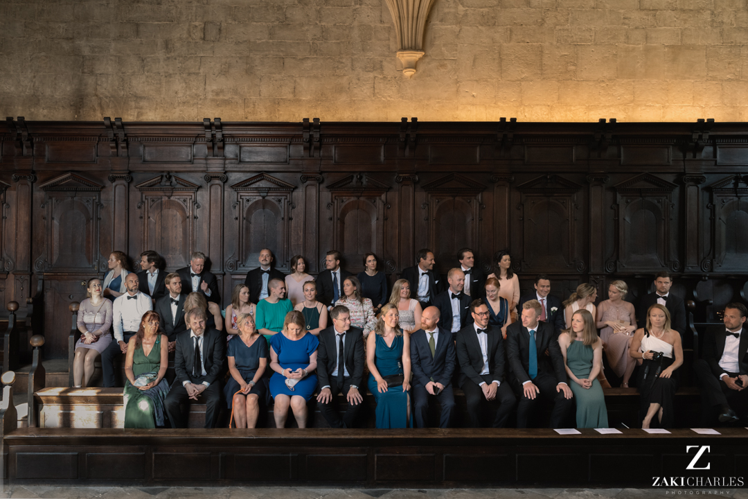 Guests gather in the Bodleian Library Convocation house