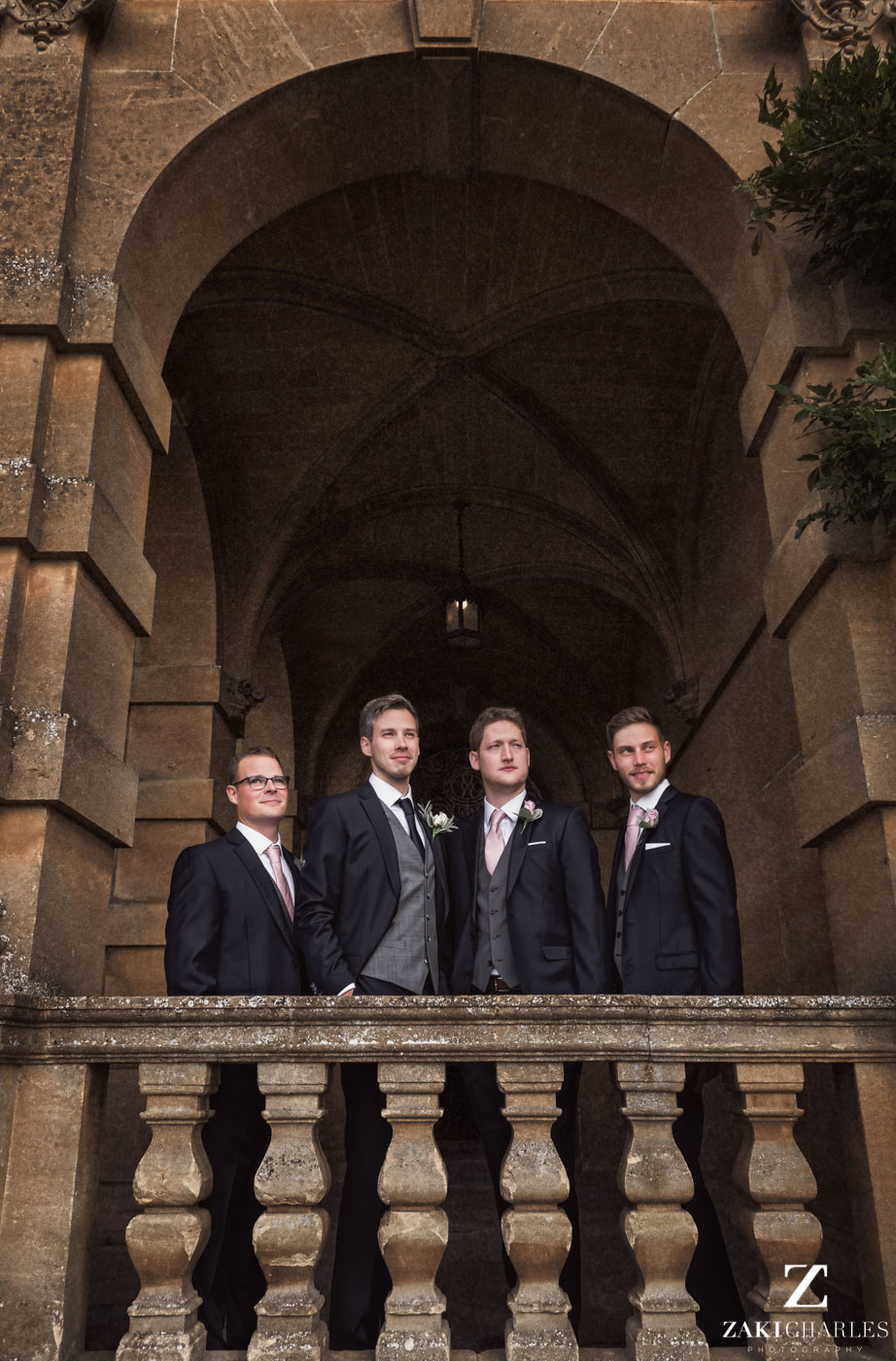 Groomsmen and groom photo at Eynsham Hall 1