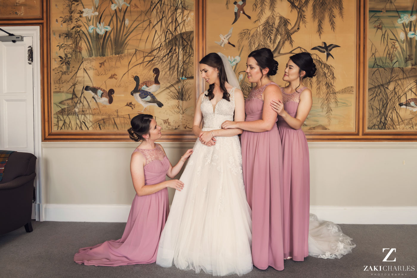 The bride and her bridesmaids