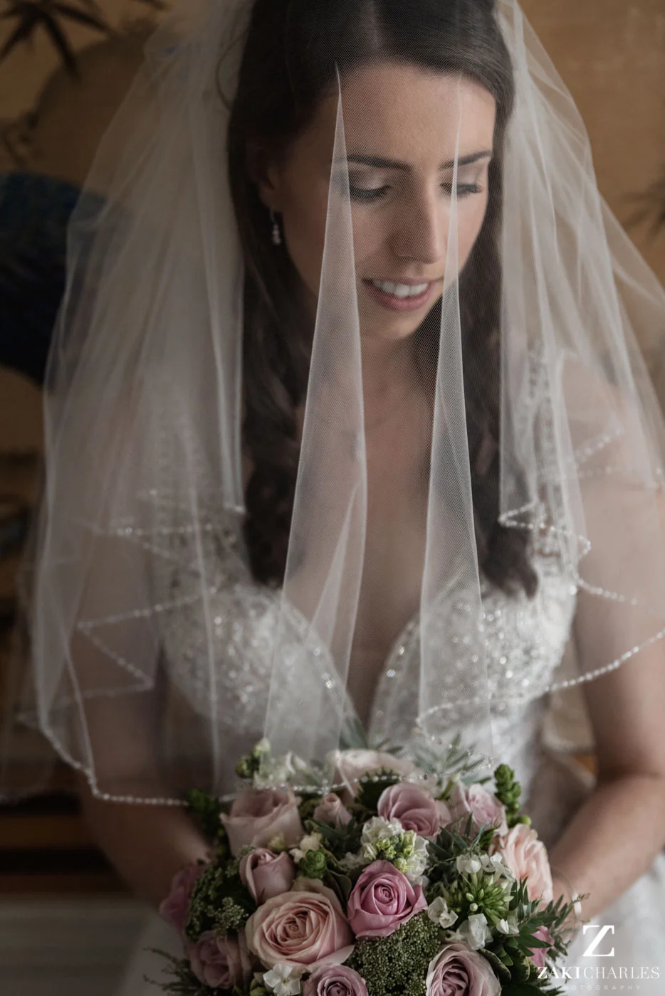 Natural light portrait of bride Caroline at Eynsham Hall 2