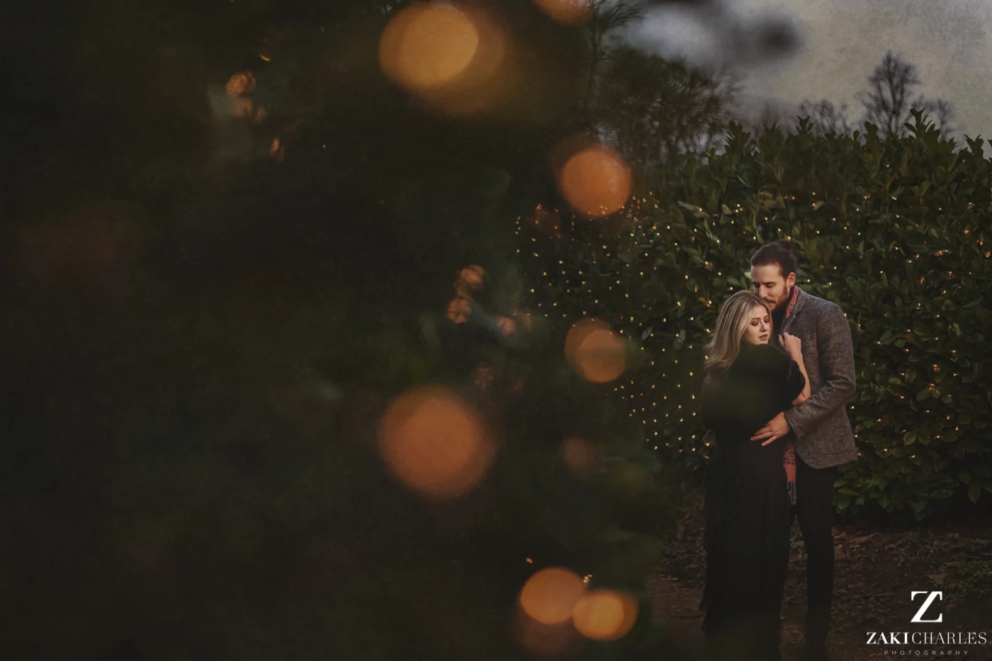 Blenheim Palace Engagement Session, AJ & Yannis, with Christmas lights
