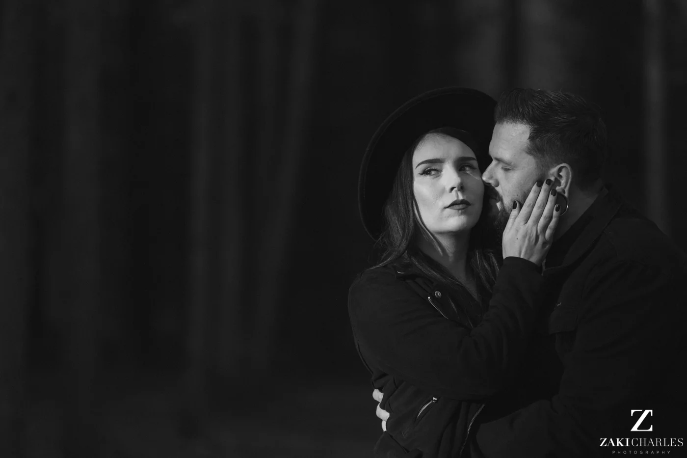Black Park Engagement Session, Kirsty & Alex black and white 1