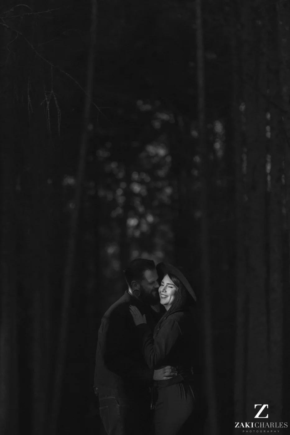 Black Park Engagement Session, Kirsty & Alex black and white 2