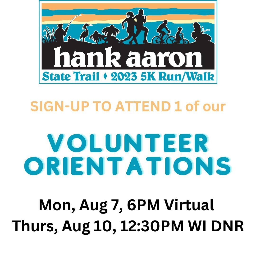 Race Day is FAST approaching! And we are still in need of volunteers - sign up here to participate on Race Day, August 12th, 2023.
You can sign up to volunteer here: https://runsignup.com/Race/Volunteer/WI/Milwaukee/HankAaronStateTrail5K

And signup 