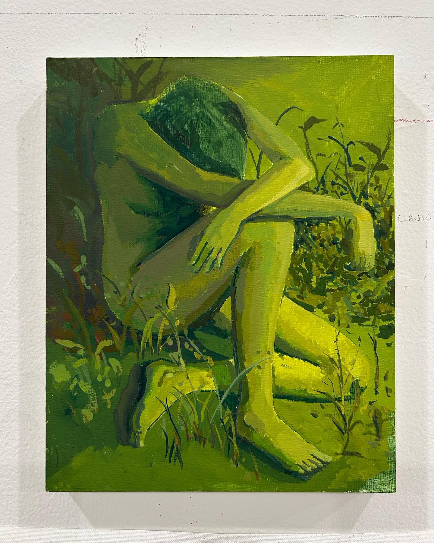 another green girl plus two more small gouaches on panel, 8&rdquo;x10&rdquo; - 9&rdquo;x12&rdquo; 🌱