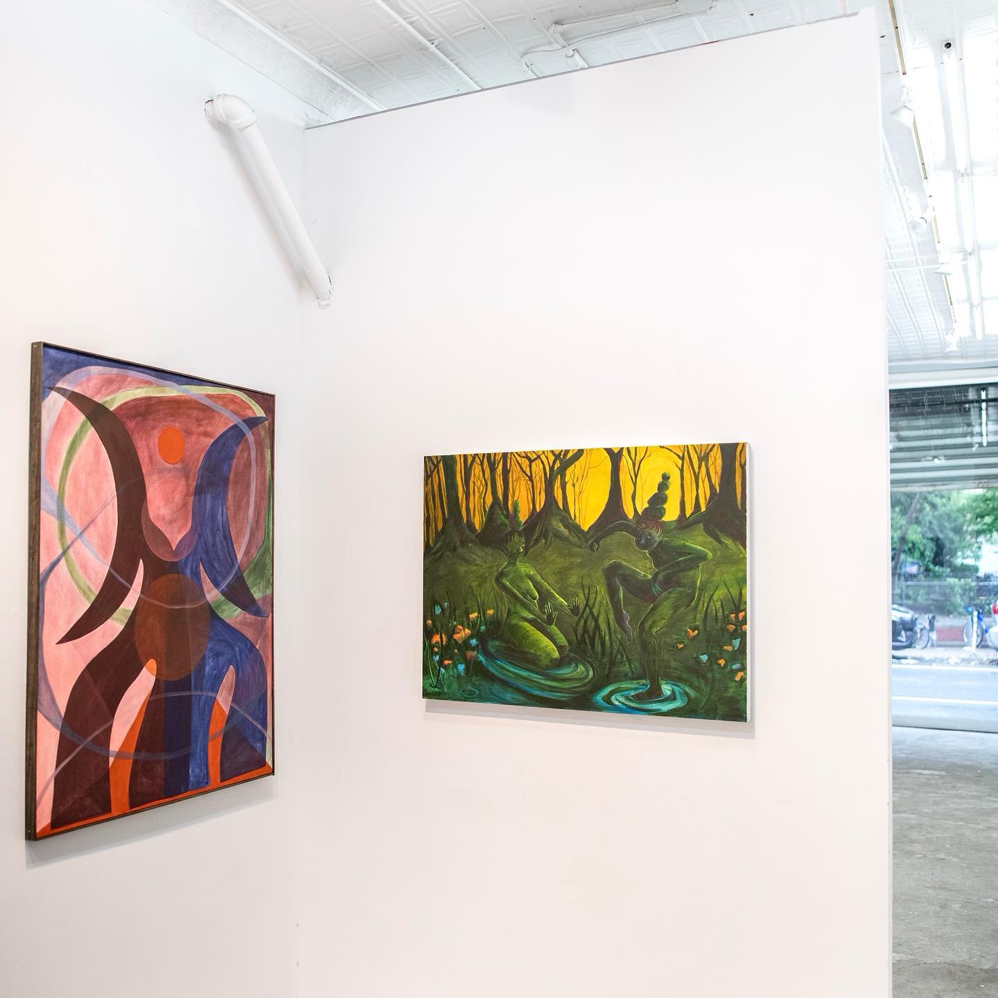 Opening of &ldquo;Food for Thought&rdquo; last night at Visionary Projects @visionaryprojectsnyc 💌 showing my painting &ldquo;Two Sorcerers Dancing at the Edge of a Marsh&rdquo; alongside 7 wonderful artists ! 
@ailynlee_ @caylah.jean @daniellesimon