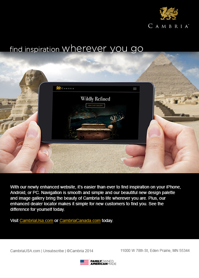 Cambria Website Launch Email