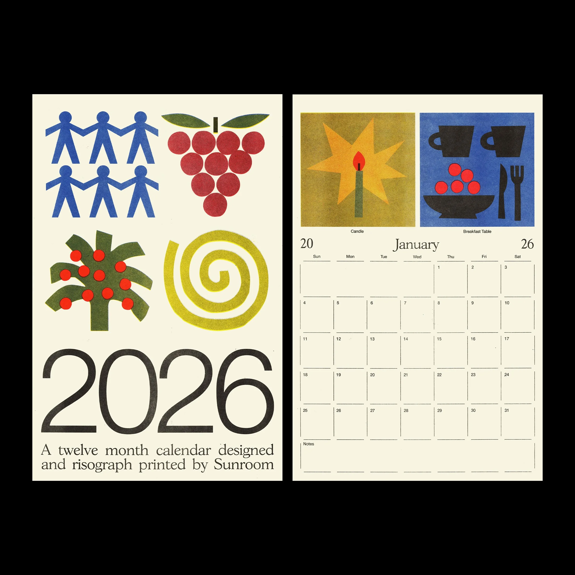 2026 Risograph Printed Calendar — Sunroom