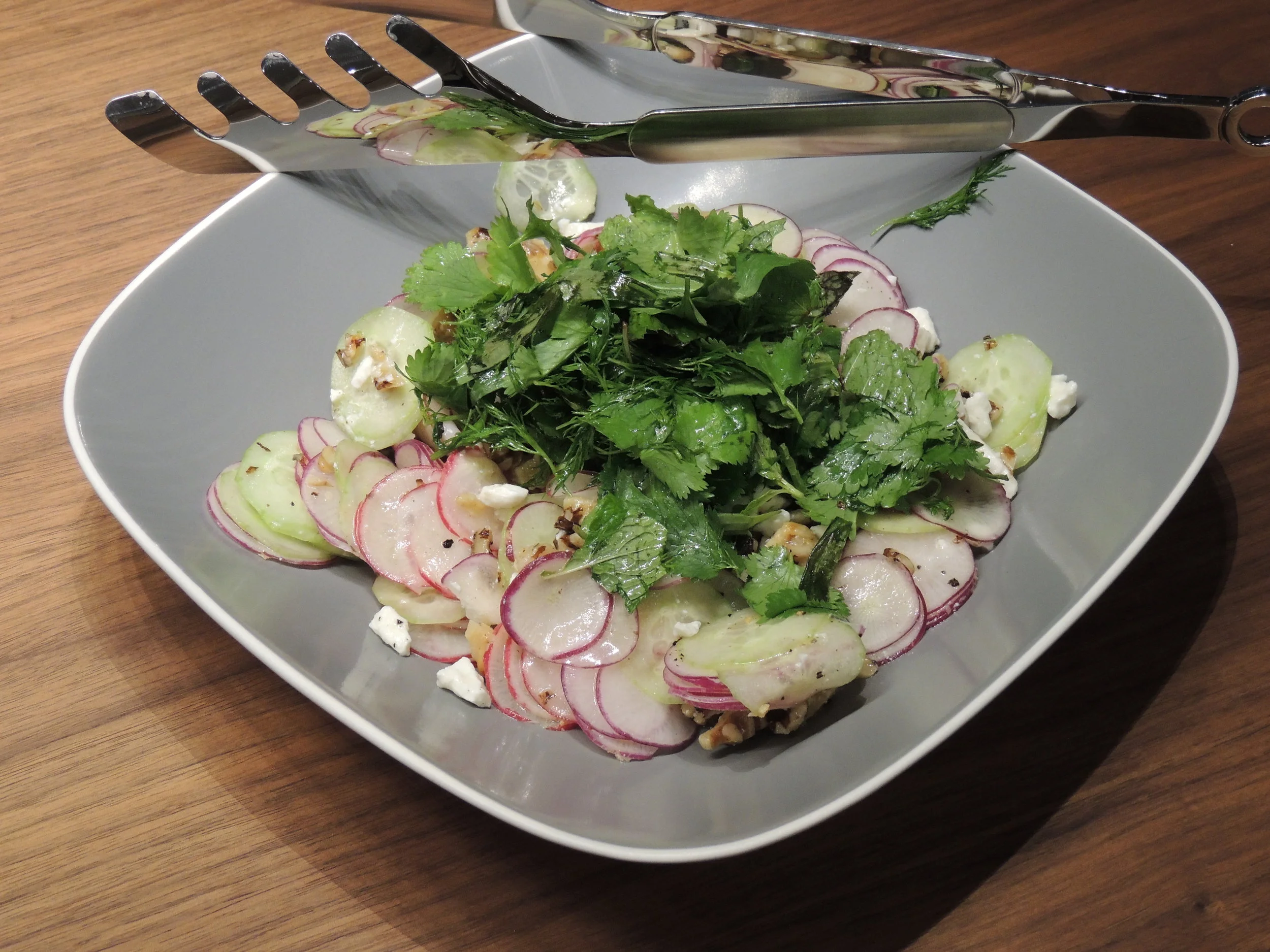 Herb and Radish Salad With Feta and Walnuts