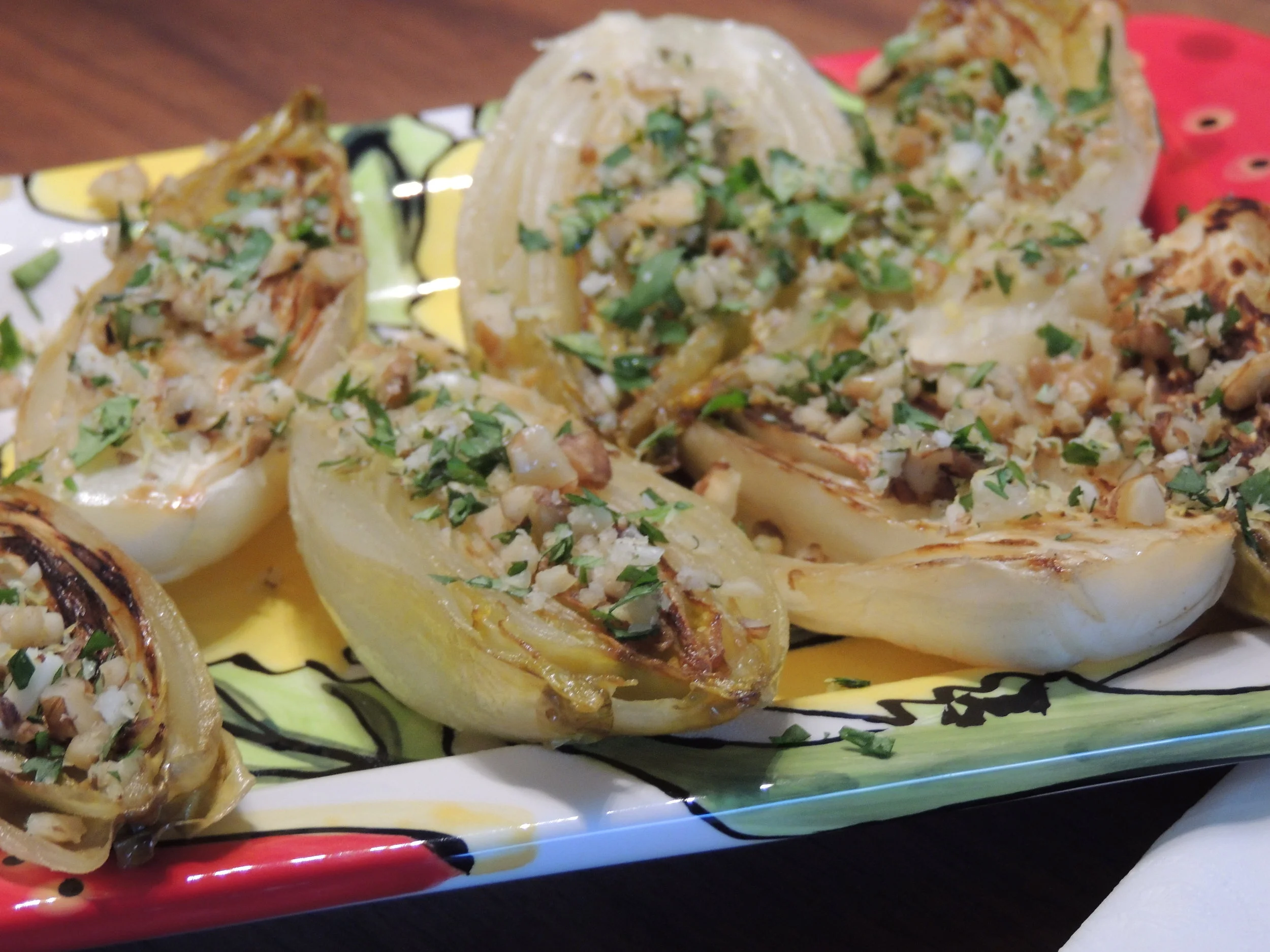 Seared Belgian Endive With Walnut Gremolata
