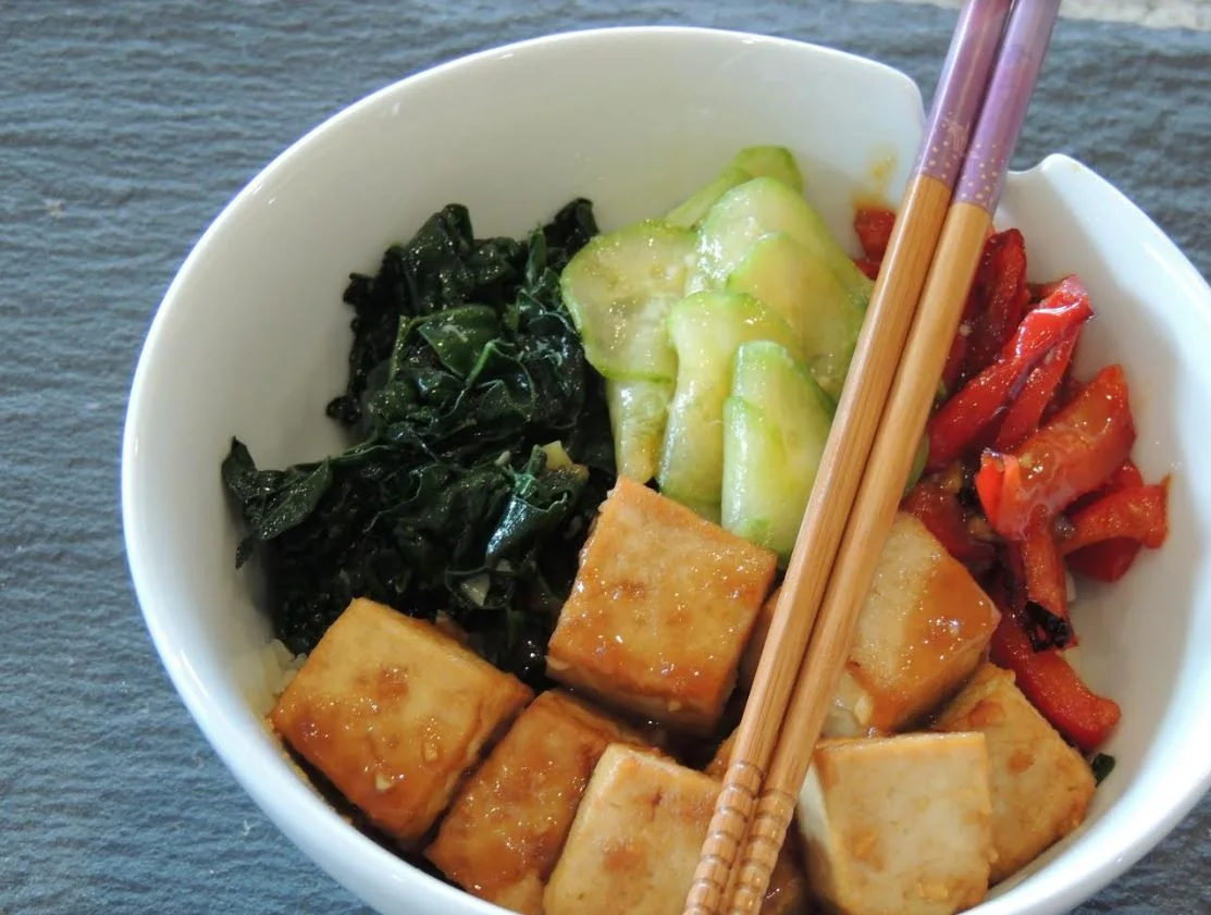 Rice Bowl With Oven-Baked Miso Tofu 