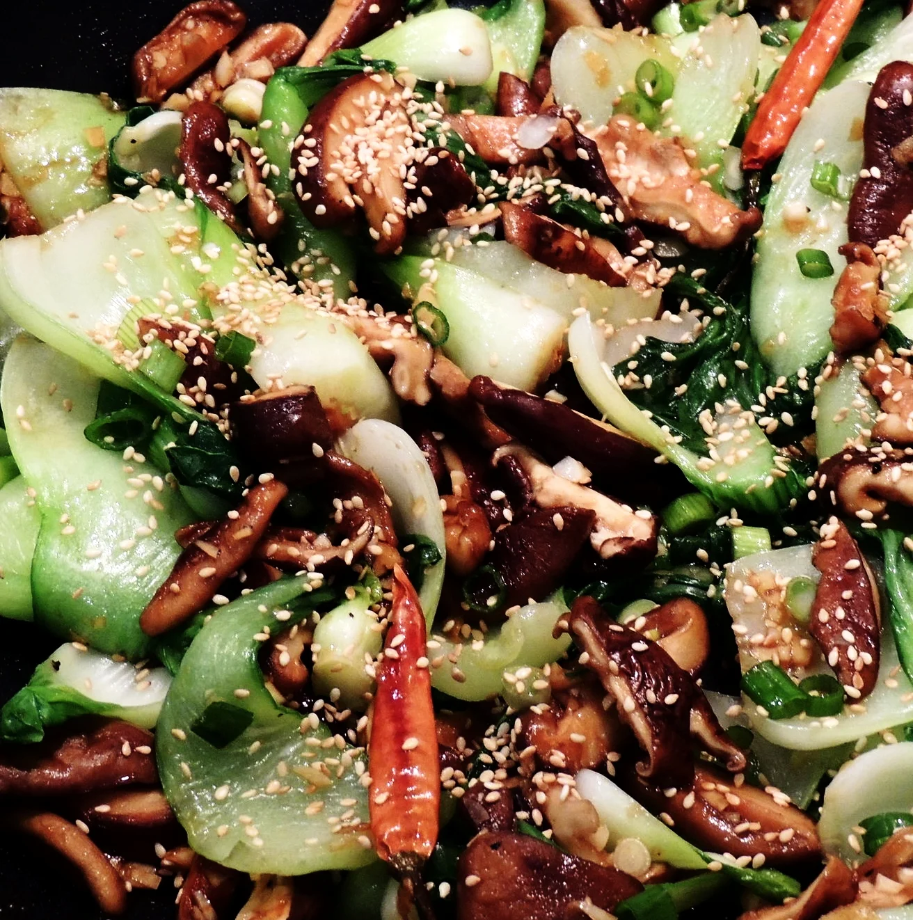 Stir-Fried Shiitakes With Bok Choy