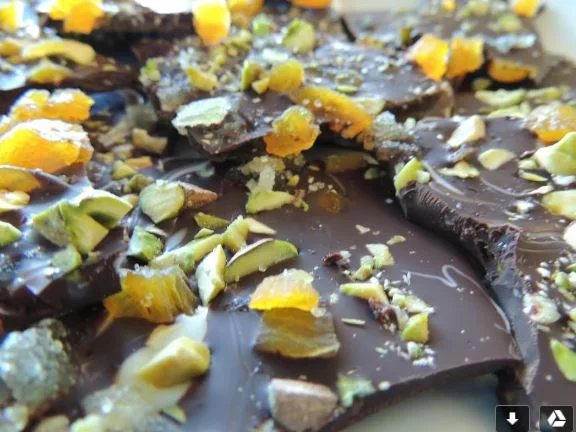 Chocolate Bark with Ginger and Pistachios