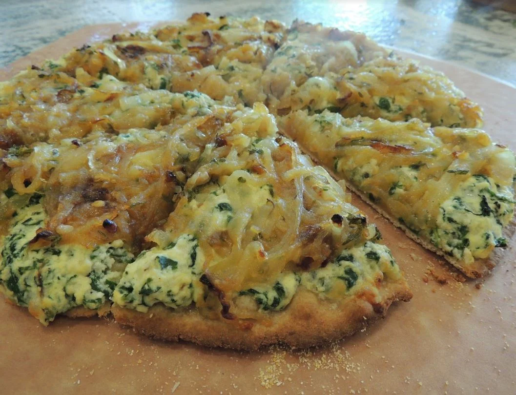 Pizza With Caramelized Onions, Ricotta and Chard