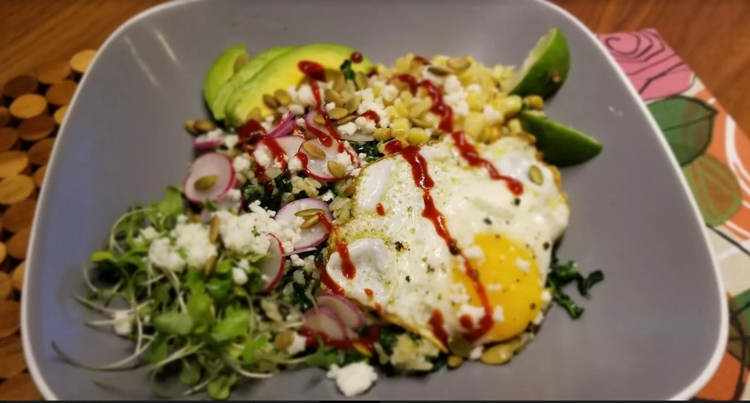 Eggs With Garlicky Green Rice