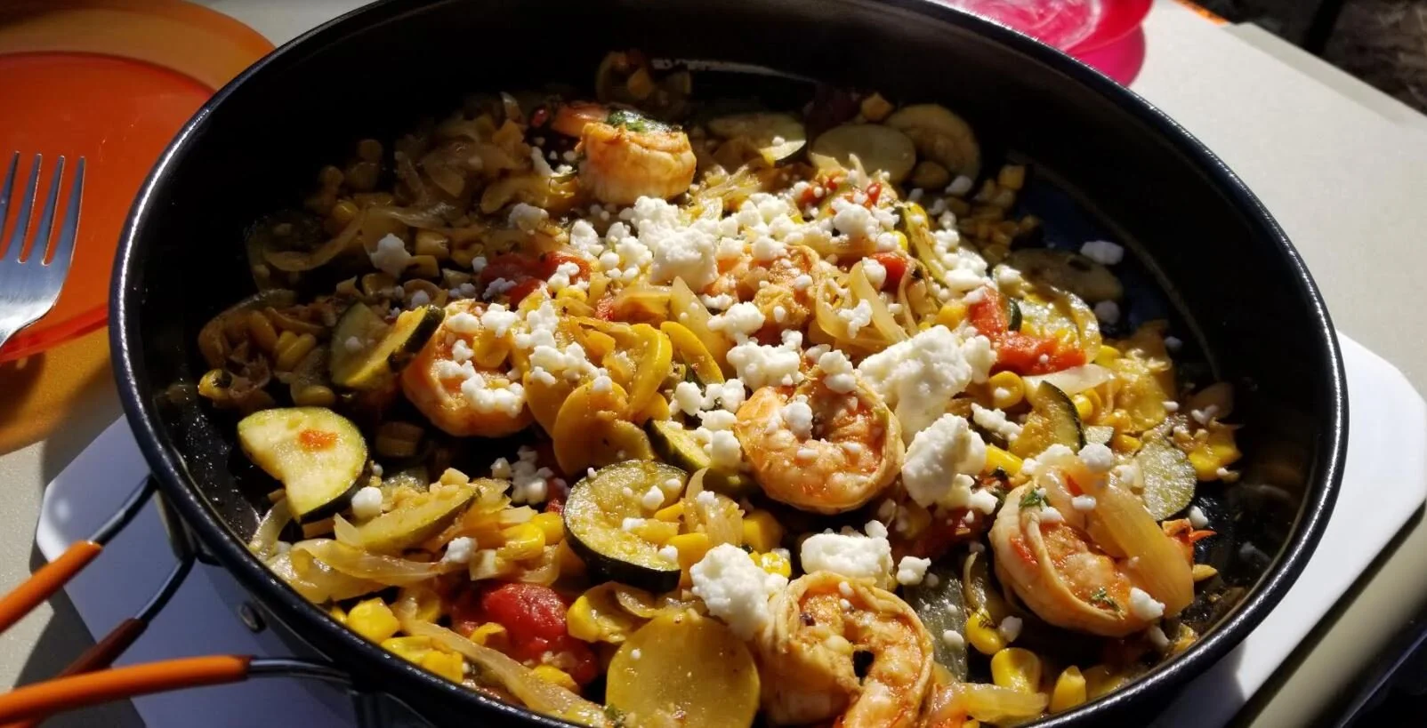 Spicy Calabacitas with Shrimp