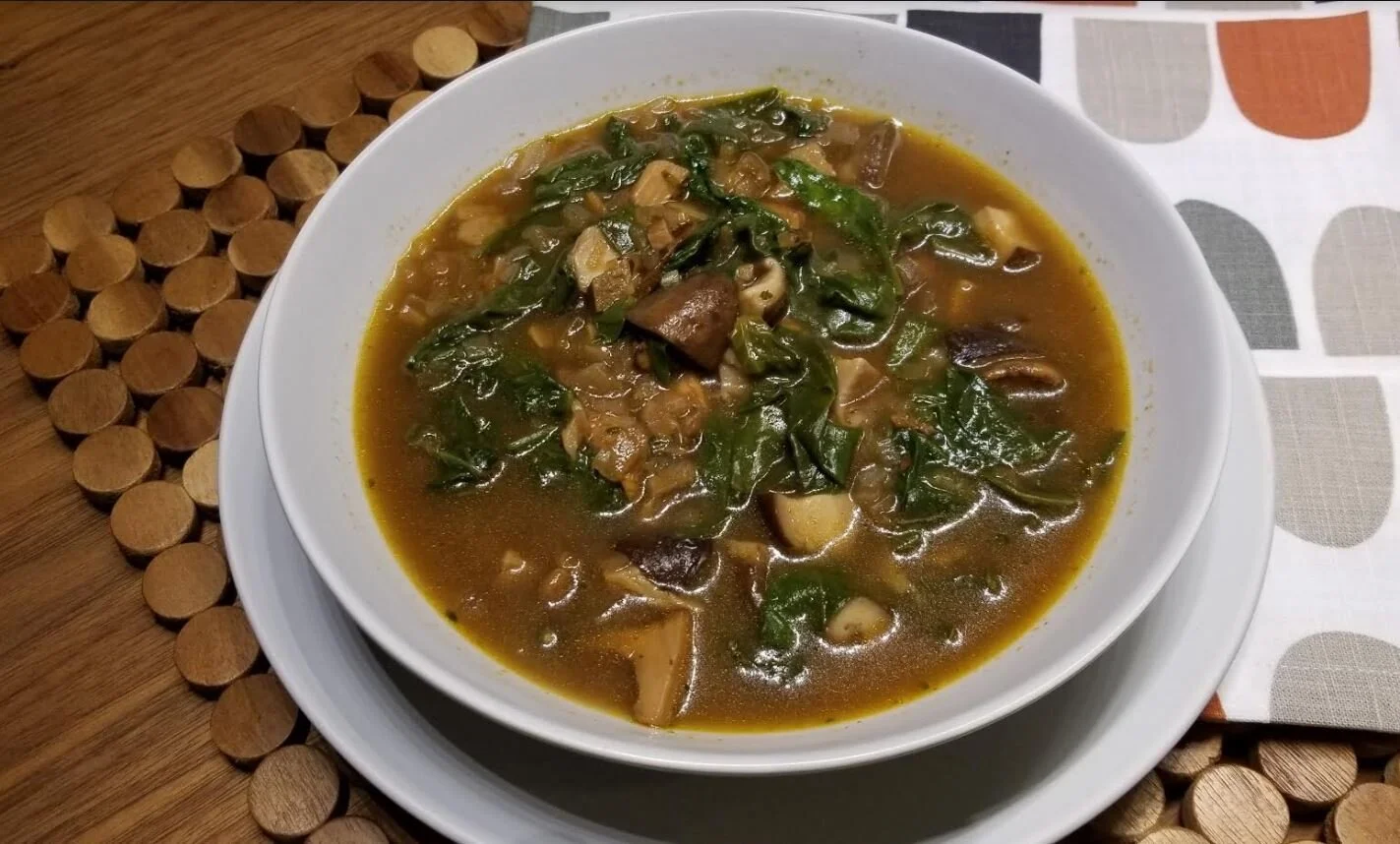 Spinach and Mushroom Soup With Warming Spices
