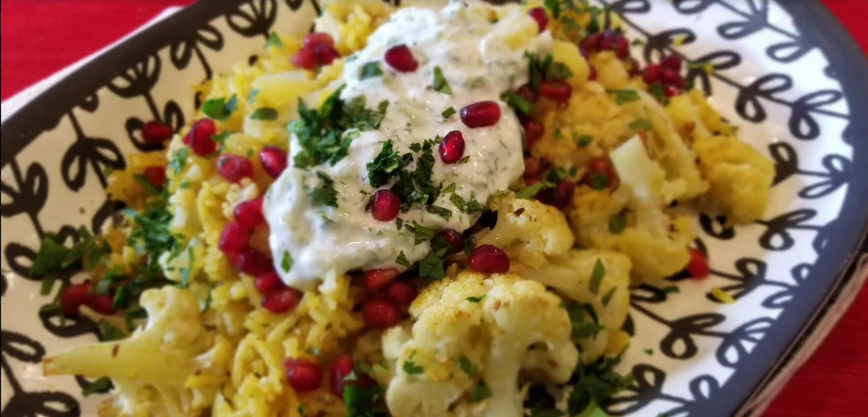Spiced Rice with Cauliflower and Pomegranate Seeds
