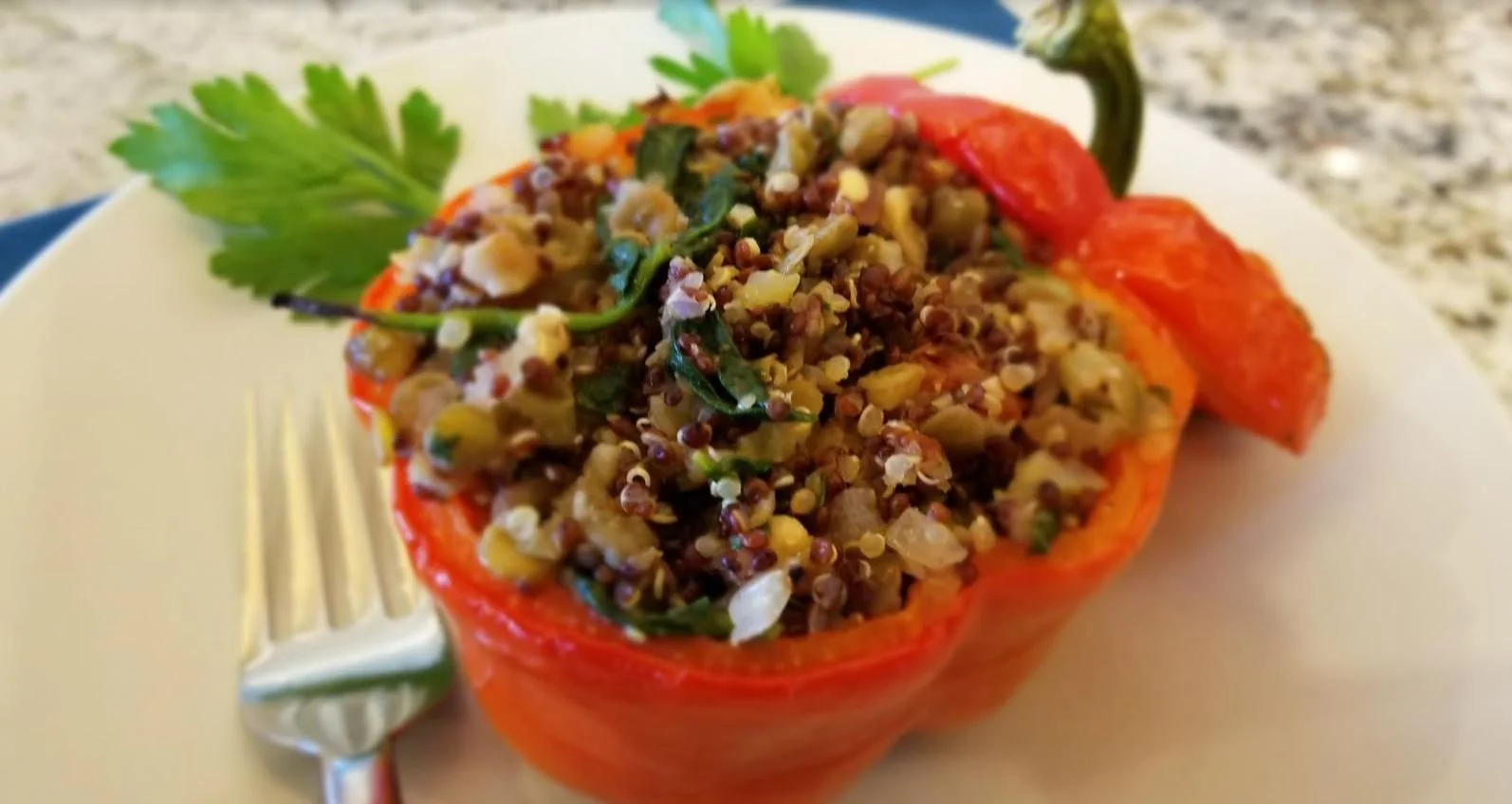 Quinoa and Walnut Stuffed Peppers