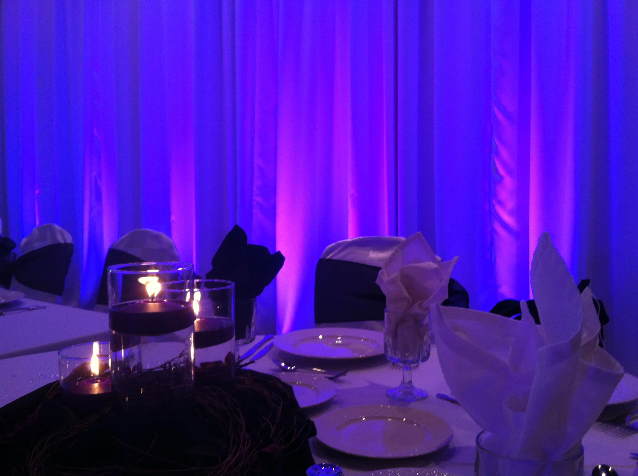 South Bend Purple Uplighting on drapery